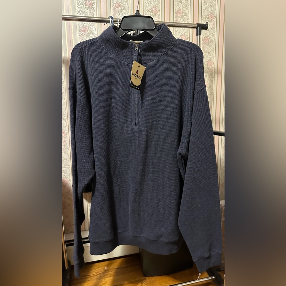Woolrich Bromley Navy Quarter Zip Pullover Sweater 8090 Mens S-Large cotton top